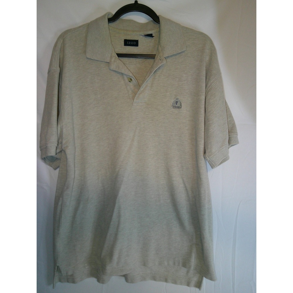 IZOD‎ Mens Polo Shirt Medium M Casual Short Sleeve Logo Sand Beige